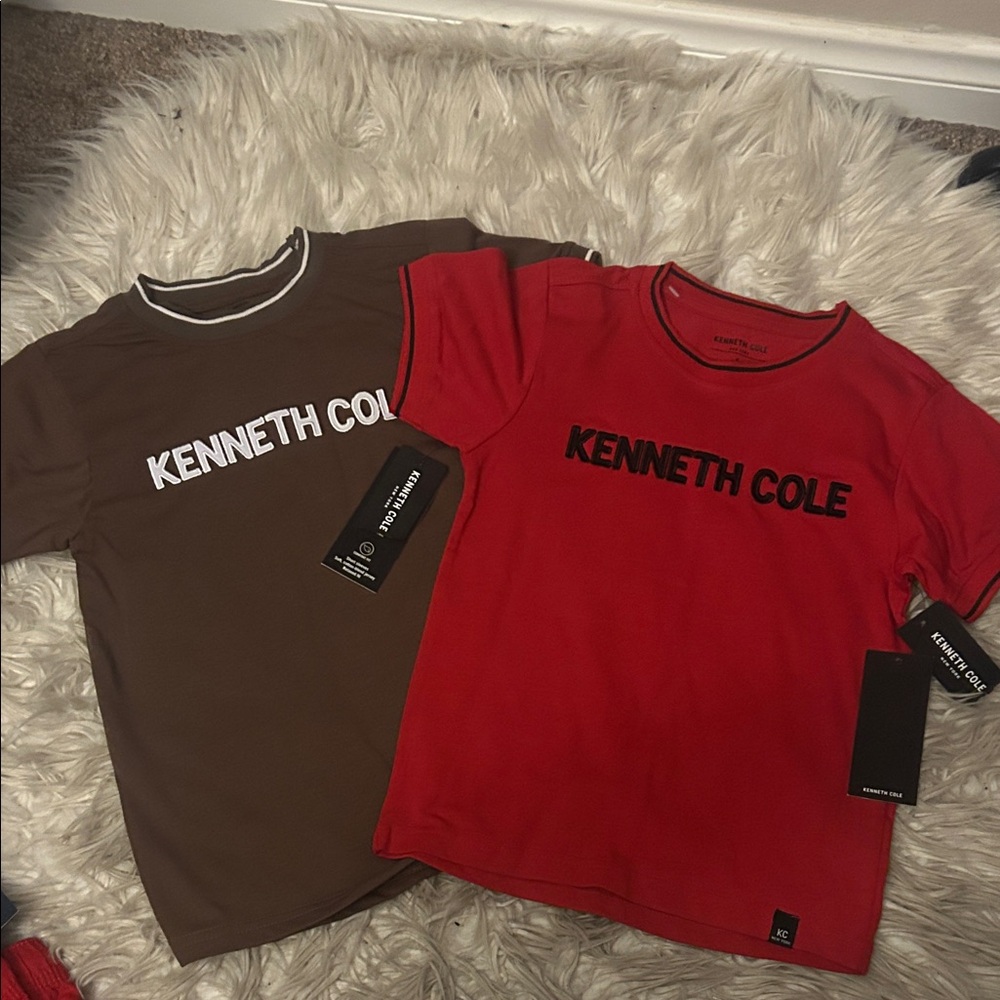 NWT set of 2 Kenneth Cole boy shirts Red and Brown Size 6